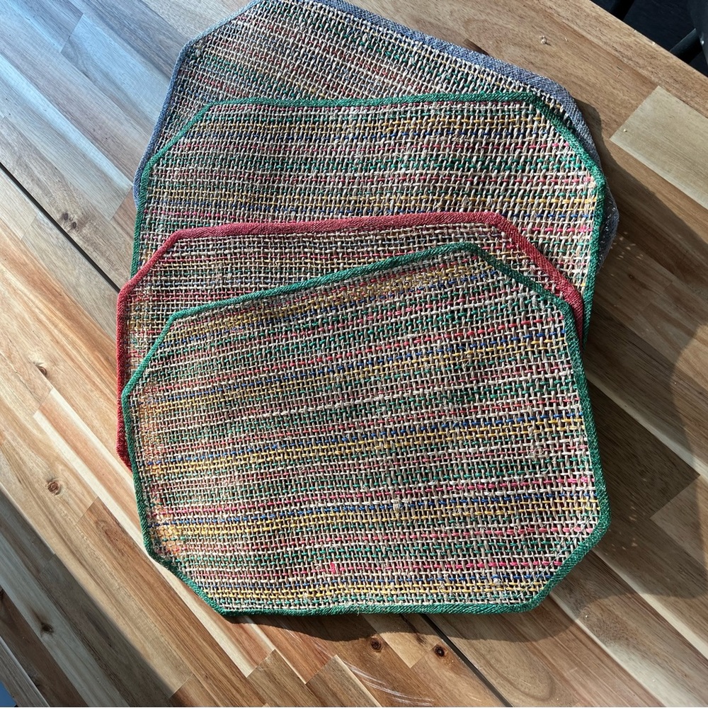 Vintage Multi-Colored Tweed MCM Placemats BOHO Place Setting Placemats